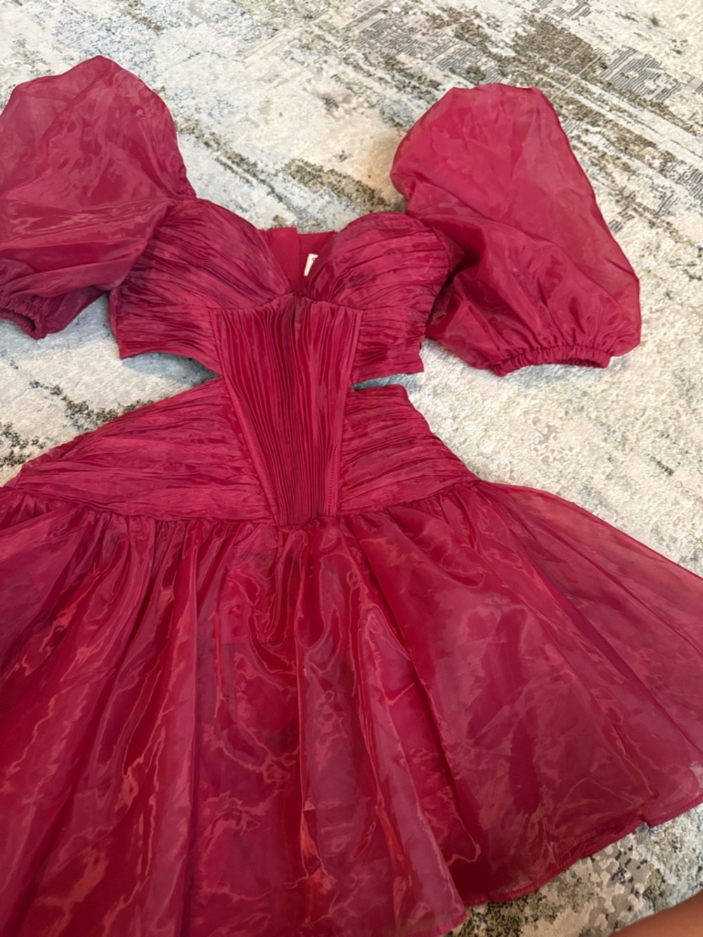 ASOS Berry Red Puff Sleeve Mini Dress